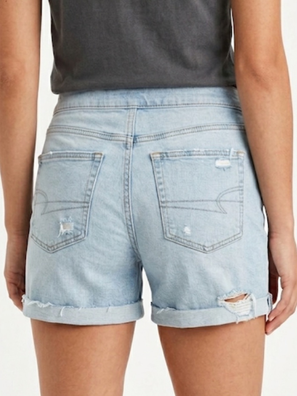 American Eagle “1977” Light Blue Distressed Denim Shorts